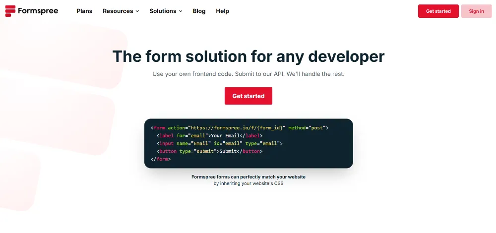 formspree in free portfolio website for freelancers